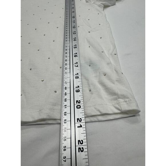 H&M Divided Studded Stud Embellished T-Shirt Size S White Crew Neck Short Sleeve - Picture 7 of 8